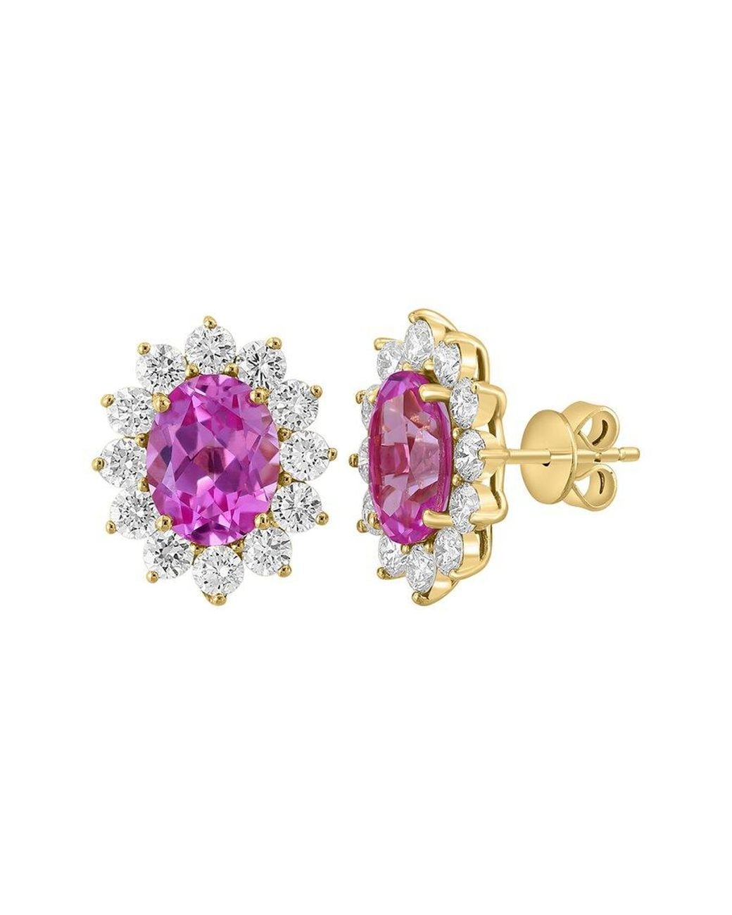 Effy Fine Jewelry Pink 14K 5.45 Ct. Tw. Lab-Grown Diamond & Lab-Grown Sapphire Earrings