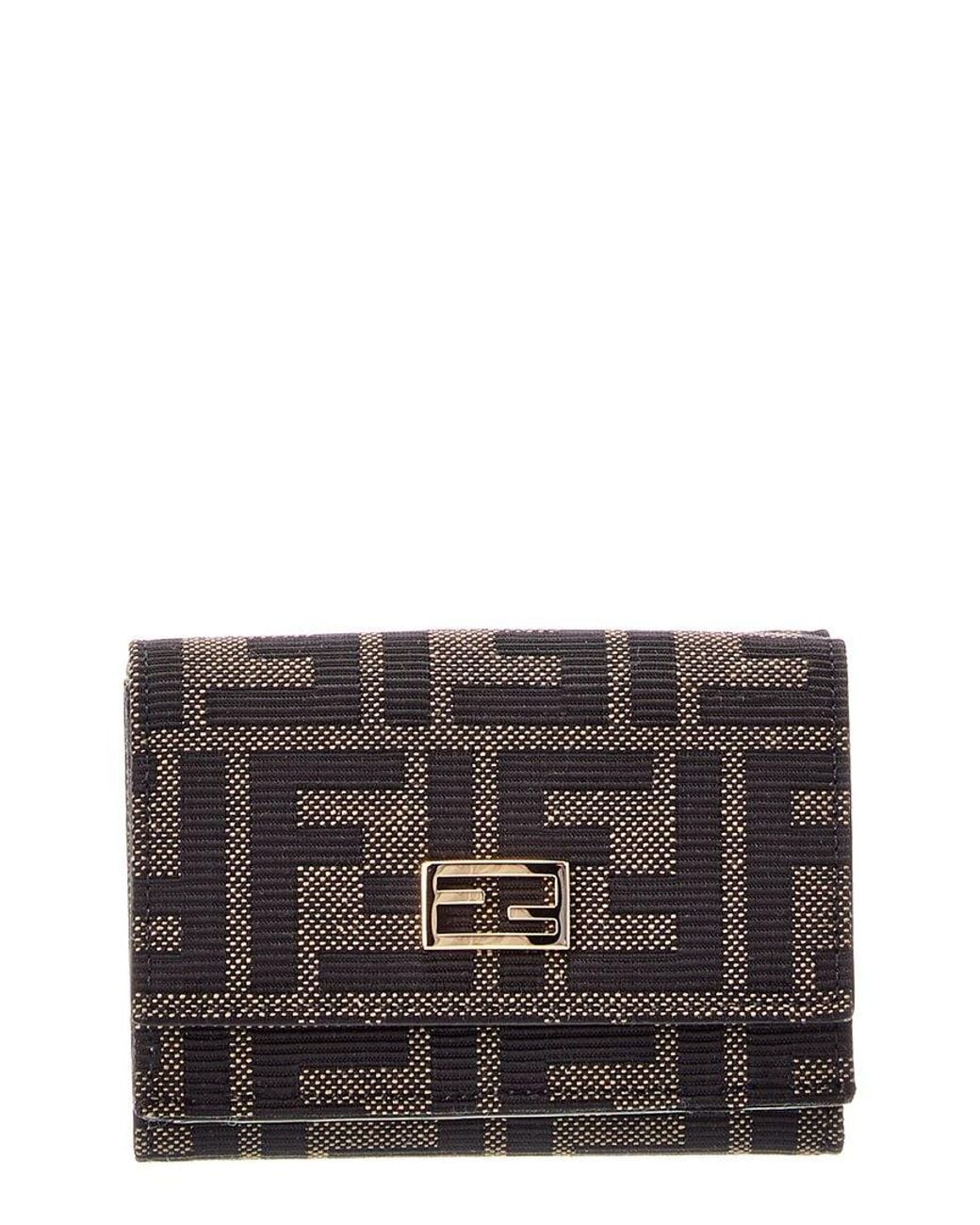 Fendi Gray Mini Tube Ff Zucca Jacquard & Leather Card Case