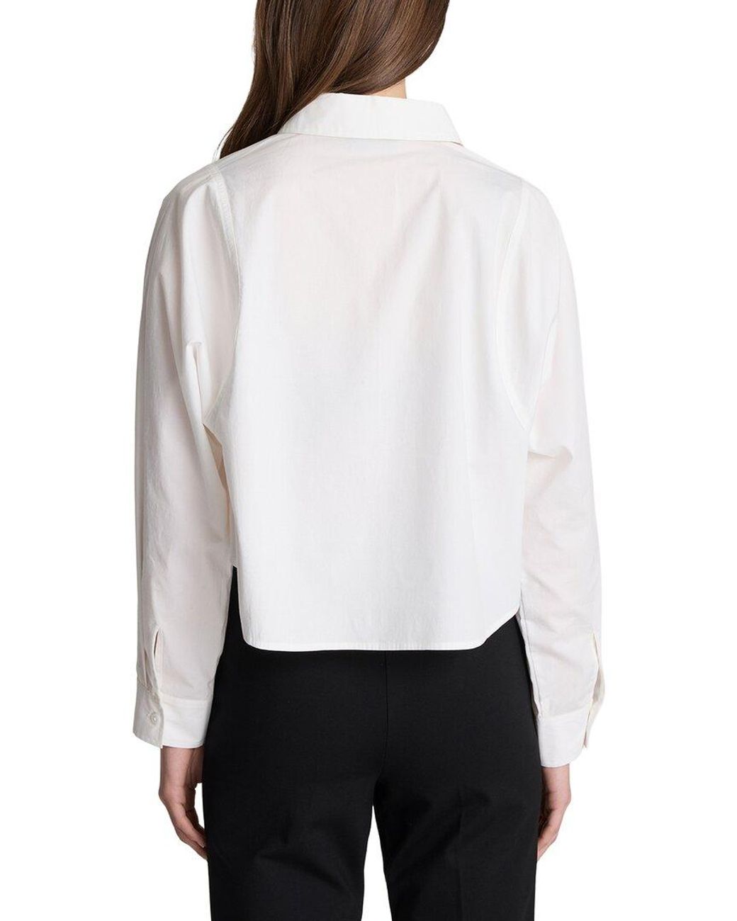 Kenneth Cole White Exaggerated Armhole Cropped Top