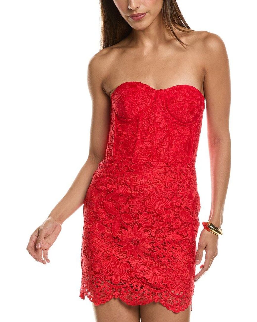 Generation Love Red Kim Lace Bustier Mini Dress