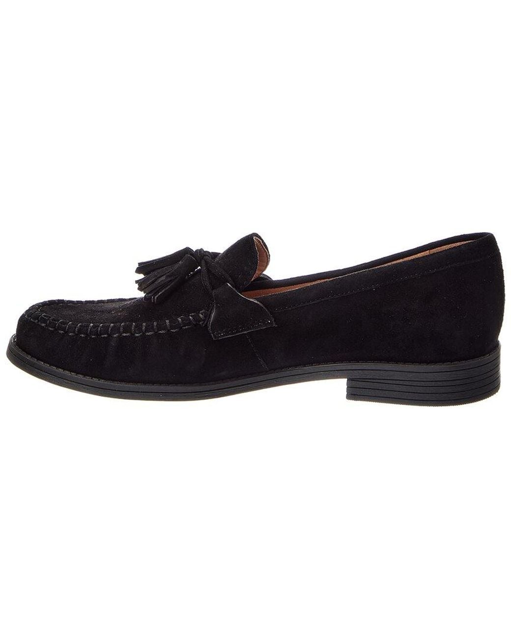 Cole Haan Black Stassi Soft Tassel Suede Loafer