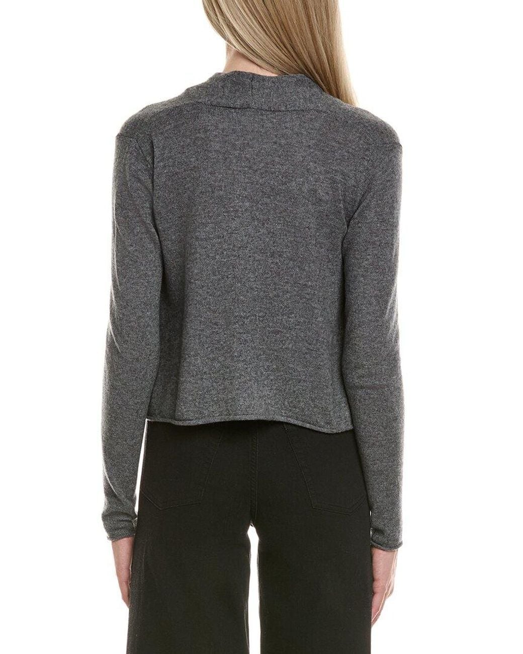 Sofiacashmere Gray Cropped Wool & Cashmere-Blend Cardigan