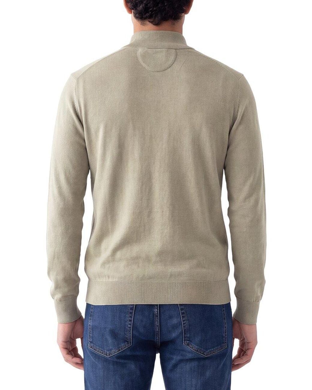 Raffi Natural Jersey 1/4-Zip Mock Neck Sweater for men