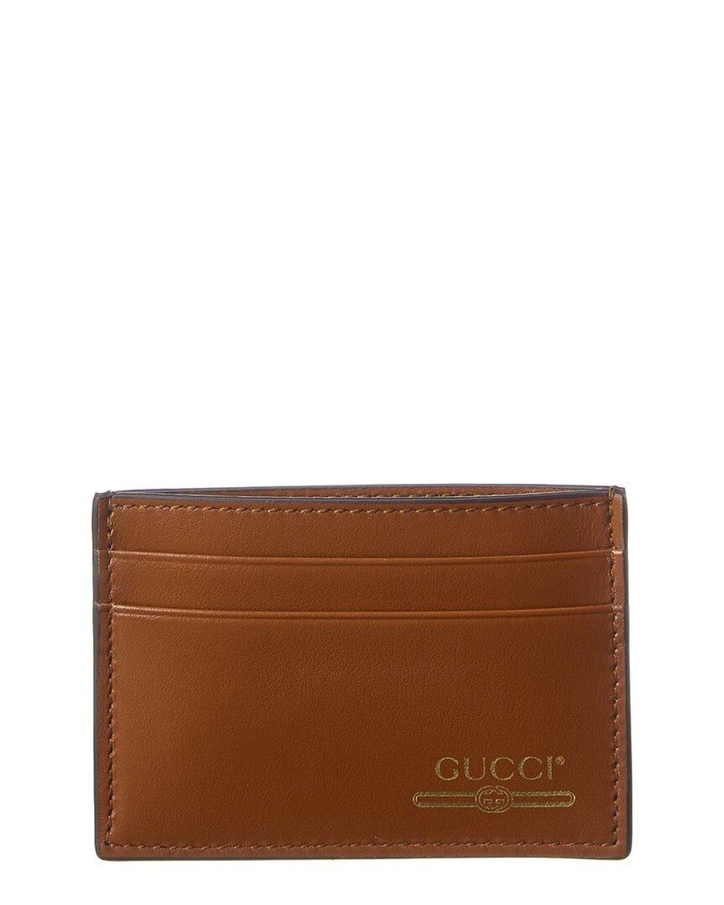 Gucci Money Clip Leather Card Holder in Brown for Men | Lyst