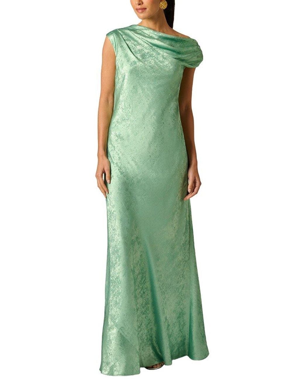 Adrianna Papell Green Foiled Chiffon Long Dress