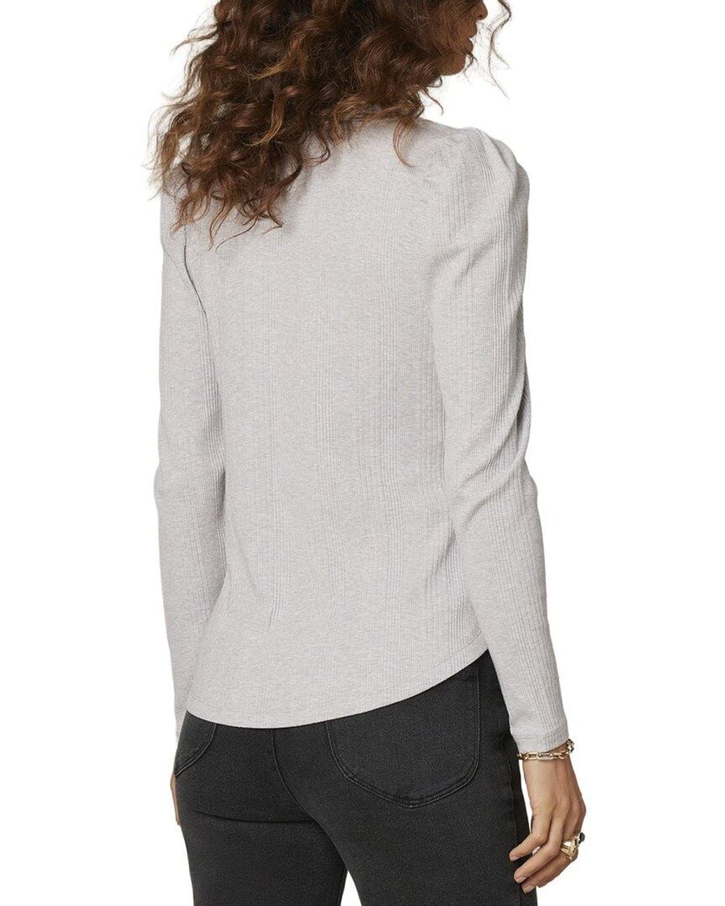 Wit & Wisdom Gray Puff Sleeve Knit Top