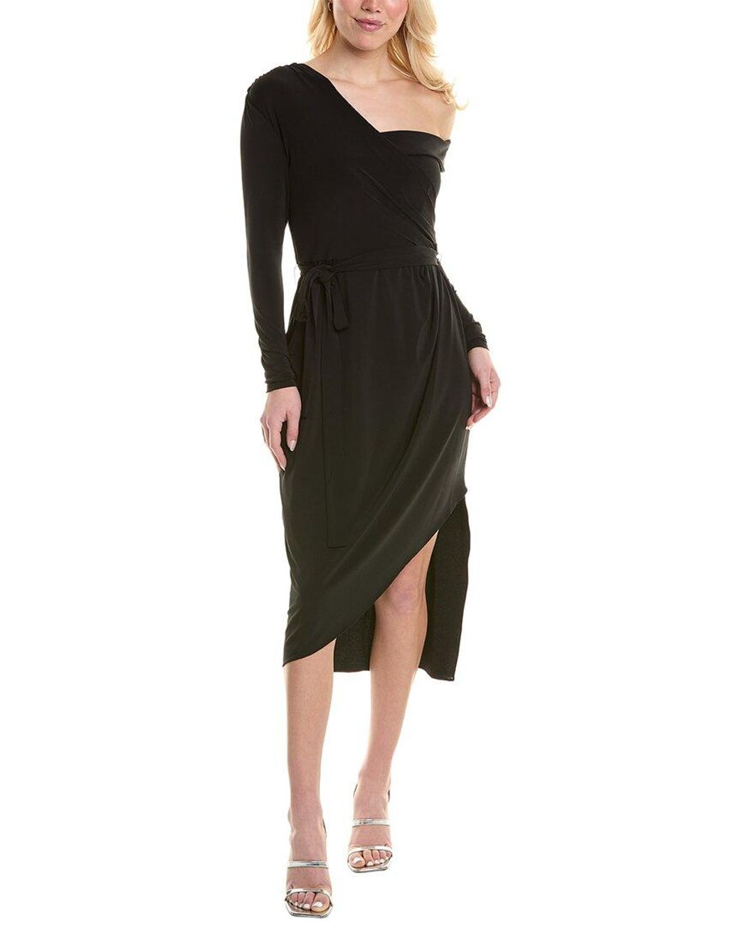 Halston Heritage Black Eden Midi Dress
