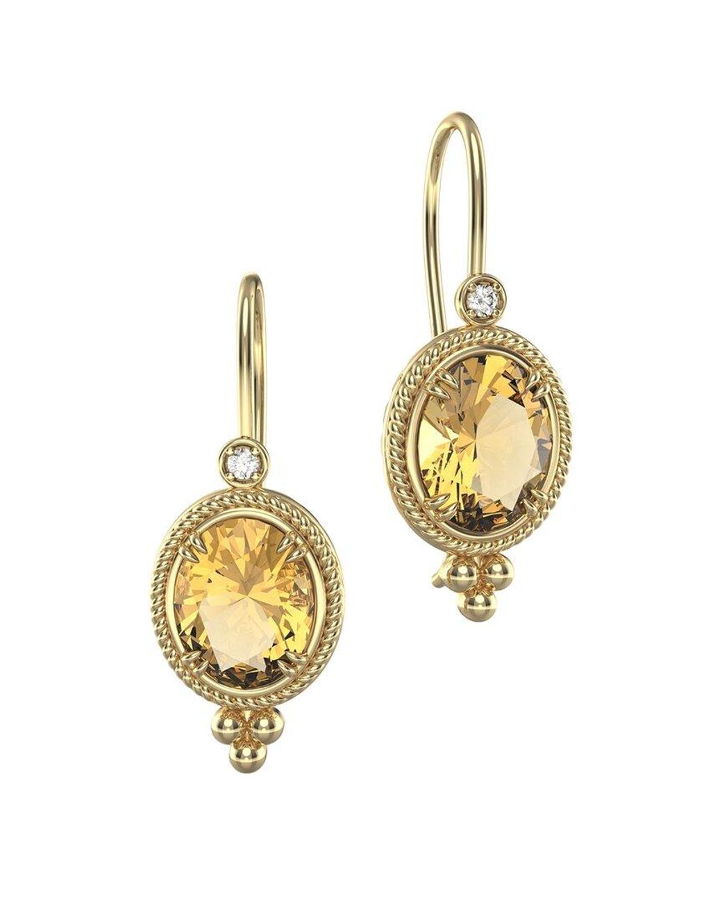 Reiss Metallic 14K 9.57 Ct. Tw. Diamond & Citrine Drop Earrings