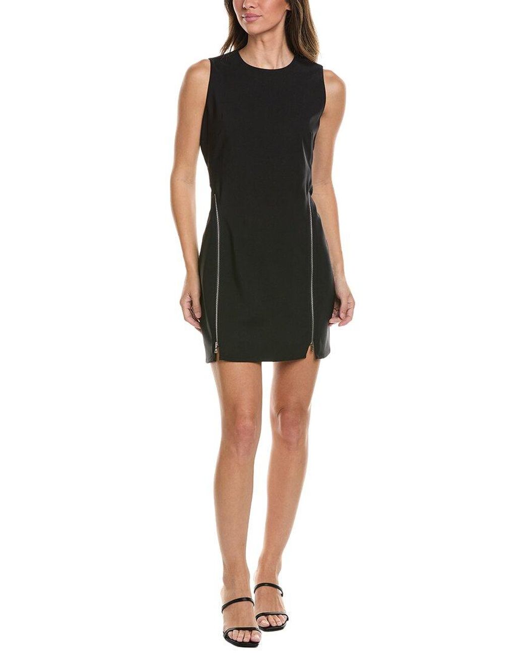 Kenneth Cole Black Zipper Detail Sheath Dress