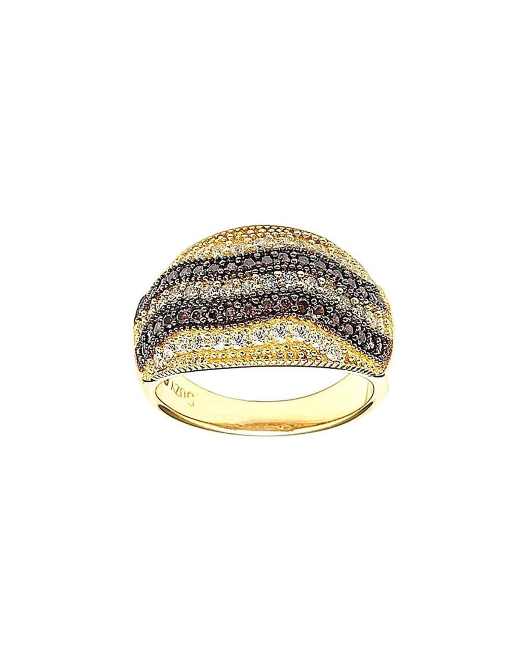 Suzy Levian White Gold Over Silver Cz Ring