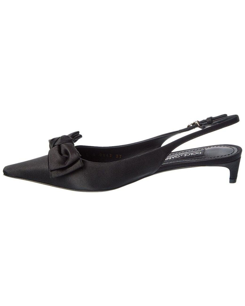 Dolce & Gabbana Black Dg Logo Satin Slingback Pump