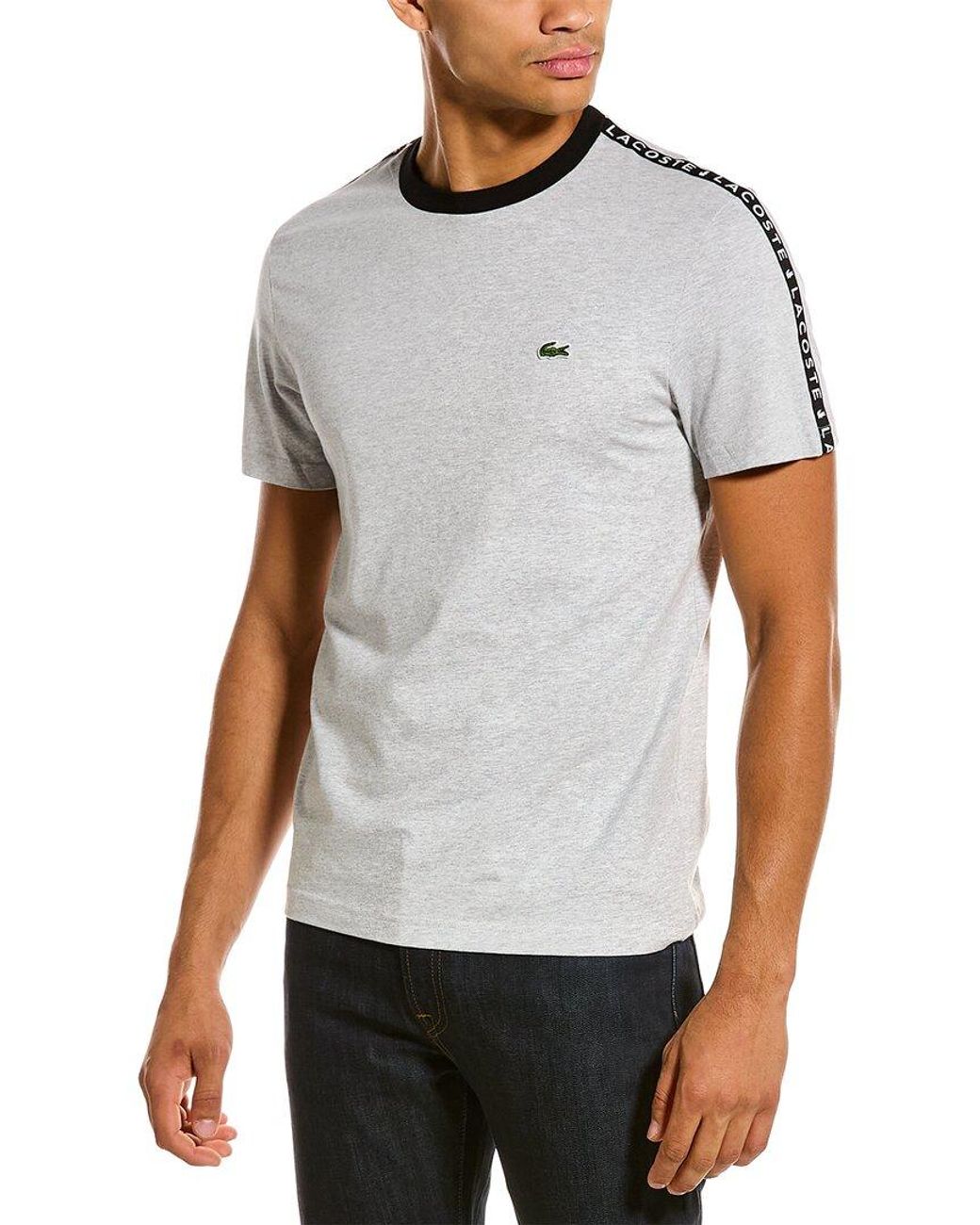 Lacoste Regular Fit Logo Tape T-shirt in Grey (Gray) for Men | Lyst
