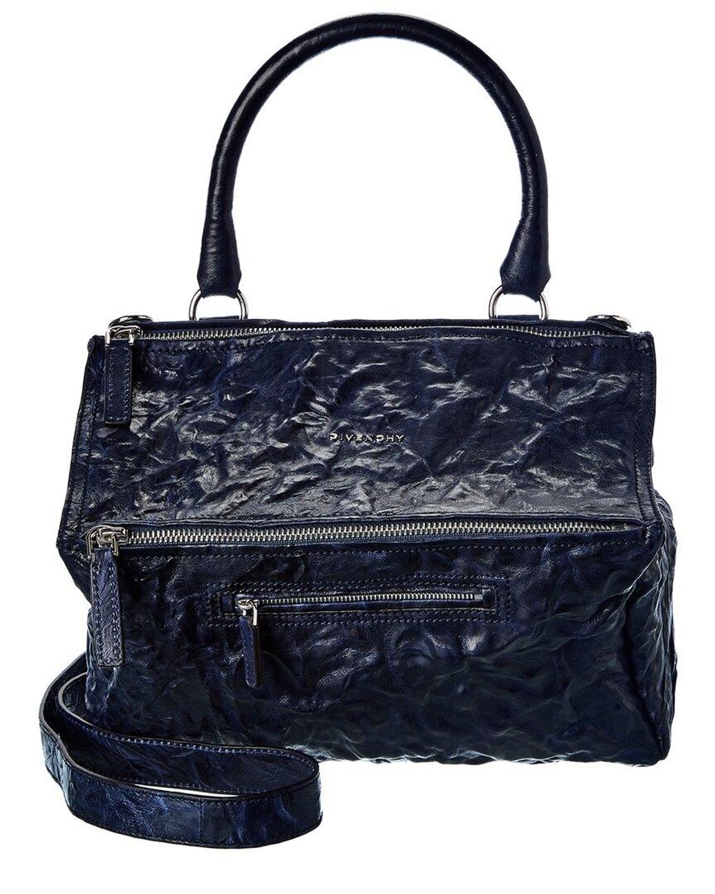 Givenchy Pandora Shoulder Bag in Blue Grained Leather