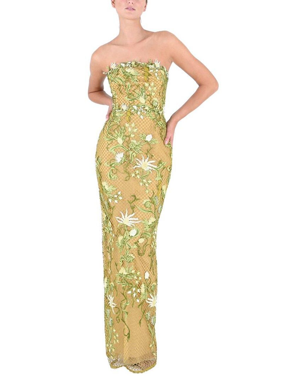 Marchesa Metallic Cape Gown