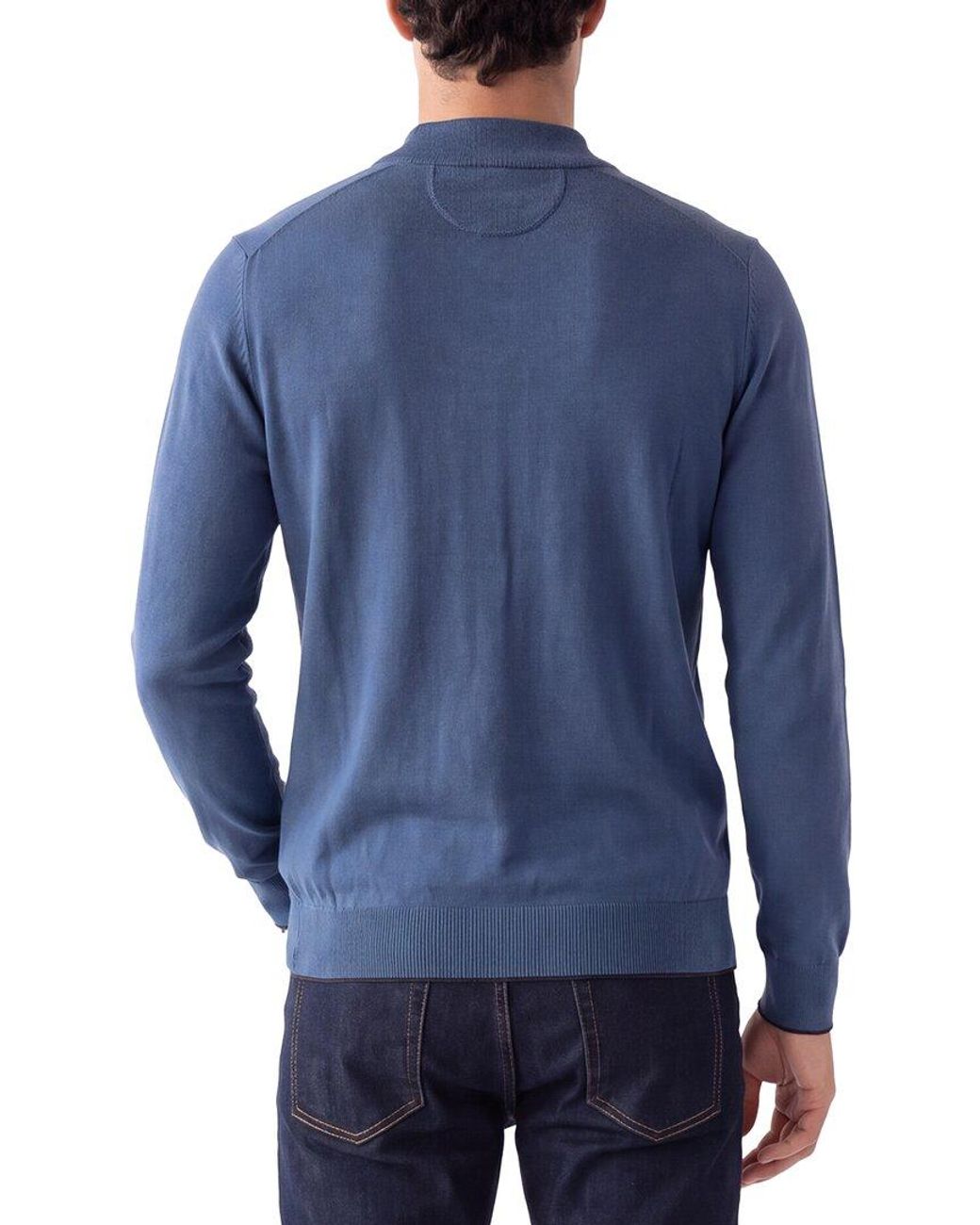 Raffi Blue Jersey Mock Neck Sweater for men