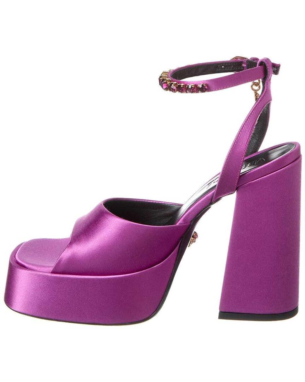 Versace Purple Medusa Satin Platform Sandal
