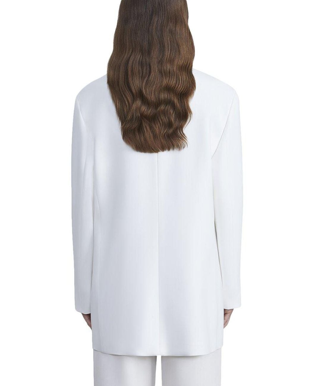 Lafayette 148 New York White Relaxed Collarless Blazer