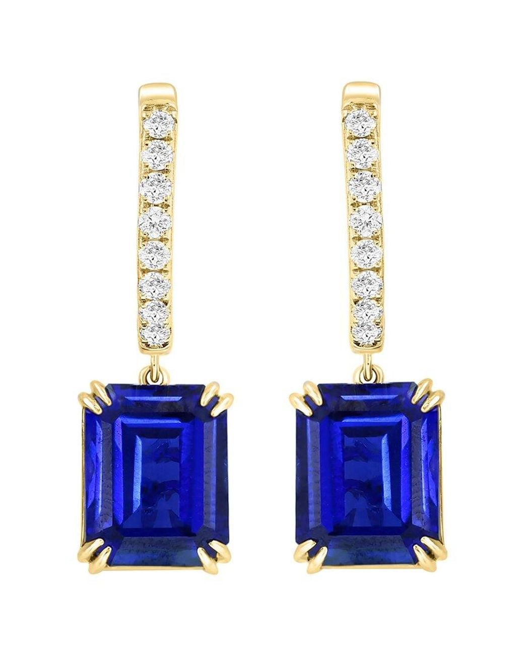 Effy Fine Jewelry White 14K 9.67 Ct. Tw. Lab-Grown Diamond & Lab-Grown Sapphire Earrings