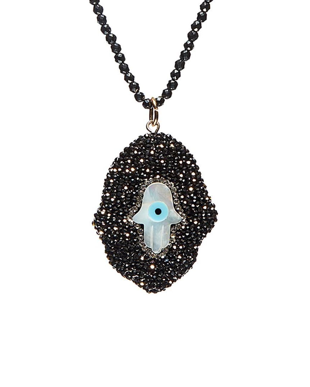 Eye Candy LA Black Guidance Shell Evil Eye Stone And Hematite Necklace