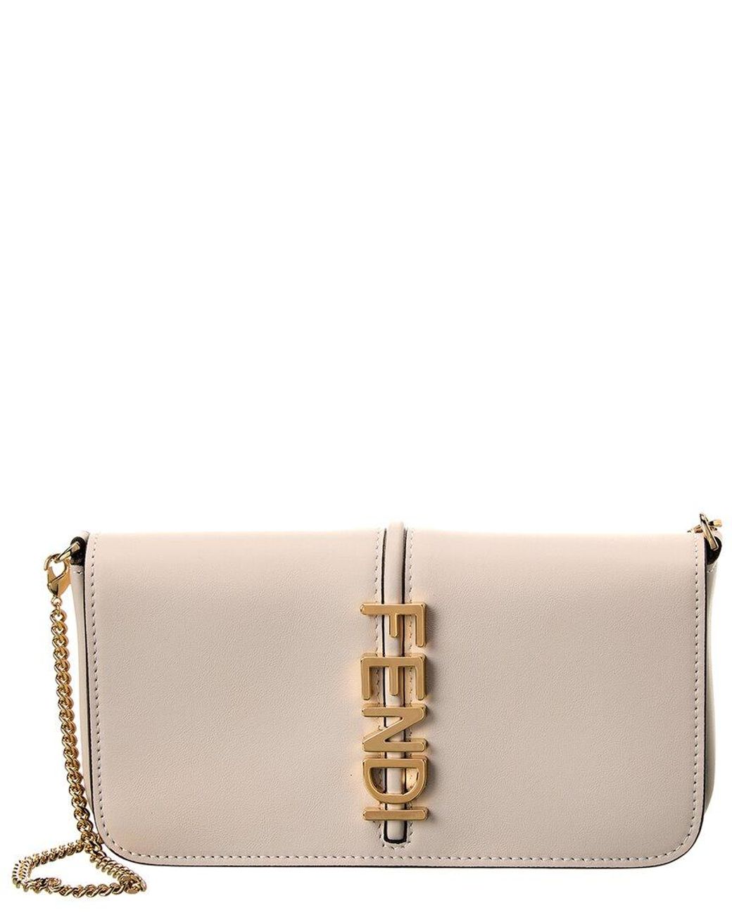 Fendi Graphy Leather Wallet On Chain in Natural Lyst