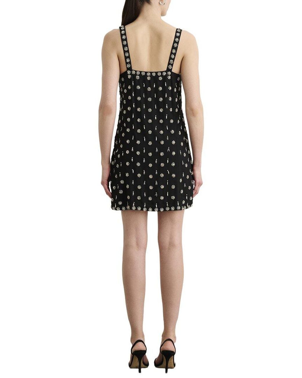 Toccin Black Dove Hand Beaded Mini Shift Dress