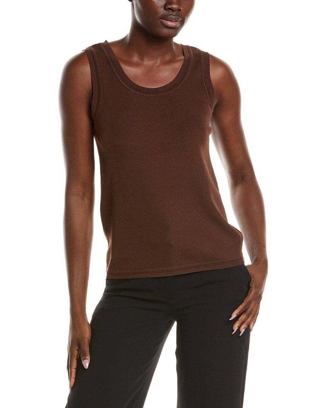 Anne Klein Brown Scoop Neck Tank