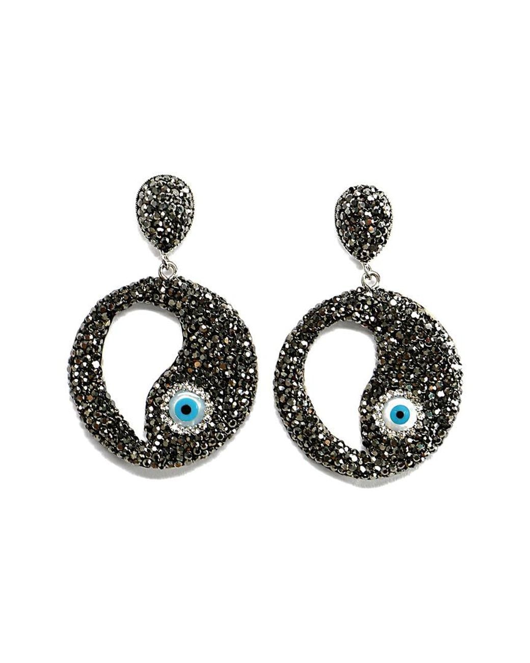 Eye Candy LA Multicolor Yin Yang Evil Eye Statement Earring