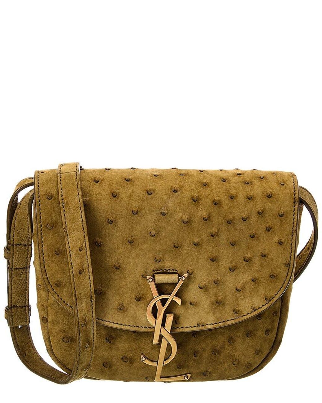 Saint Laurent Kaia Small Ostrich Leather Shoulder Bag in Green Lyst