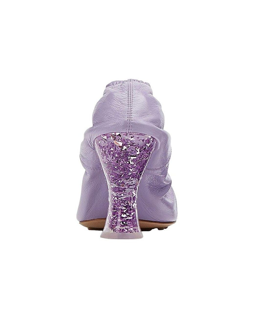 Bottega Veneta Purple Glitter Heel Leather Pump