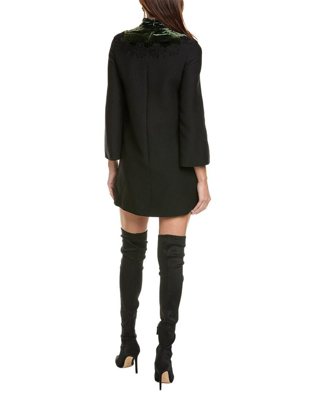 Valentino Black Wool & Silk-blend Shift Dress