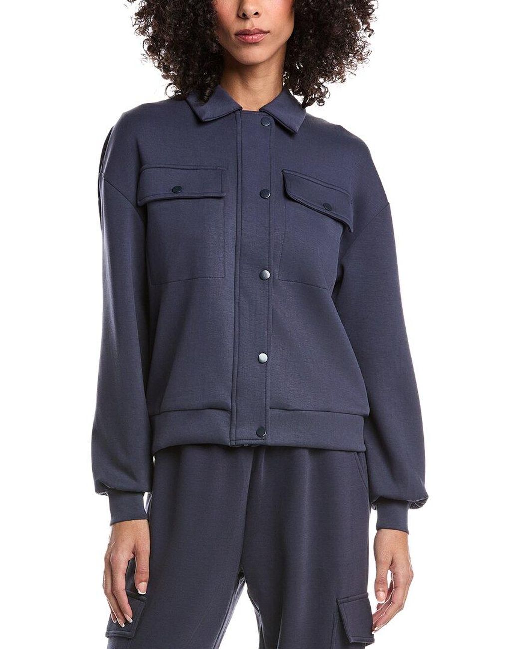 Ariella Blue Ponte Full Snap Zipper Sweatshirt