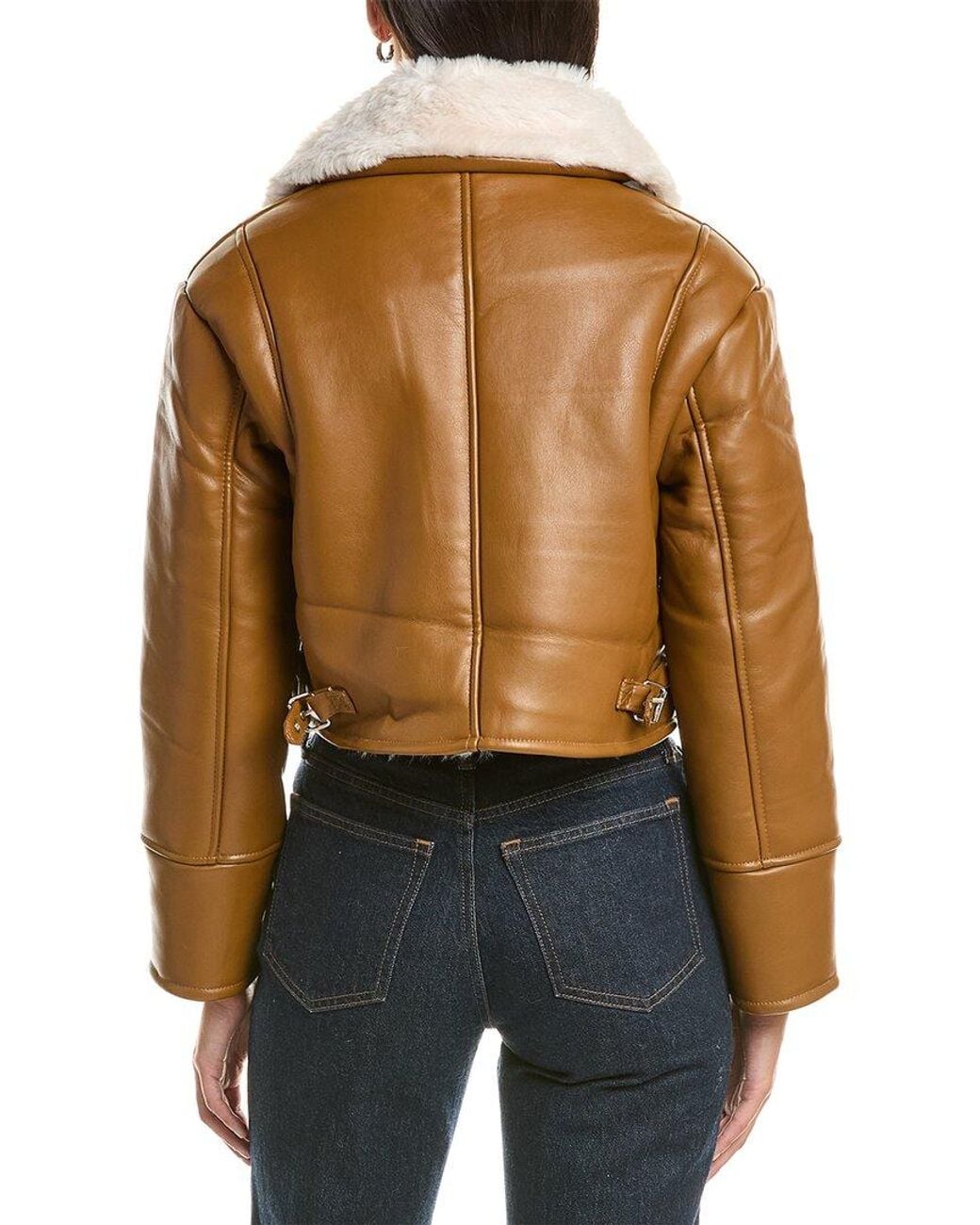 La Fiorentina Brown Cropped Faux Fur Jacket