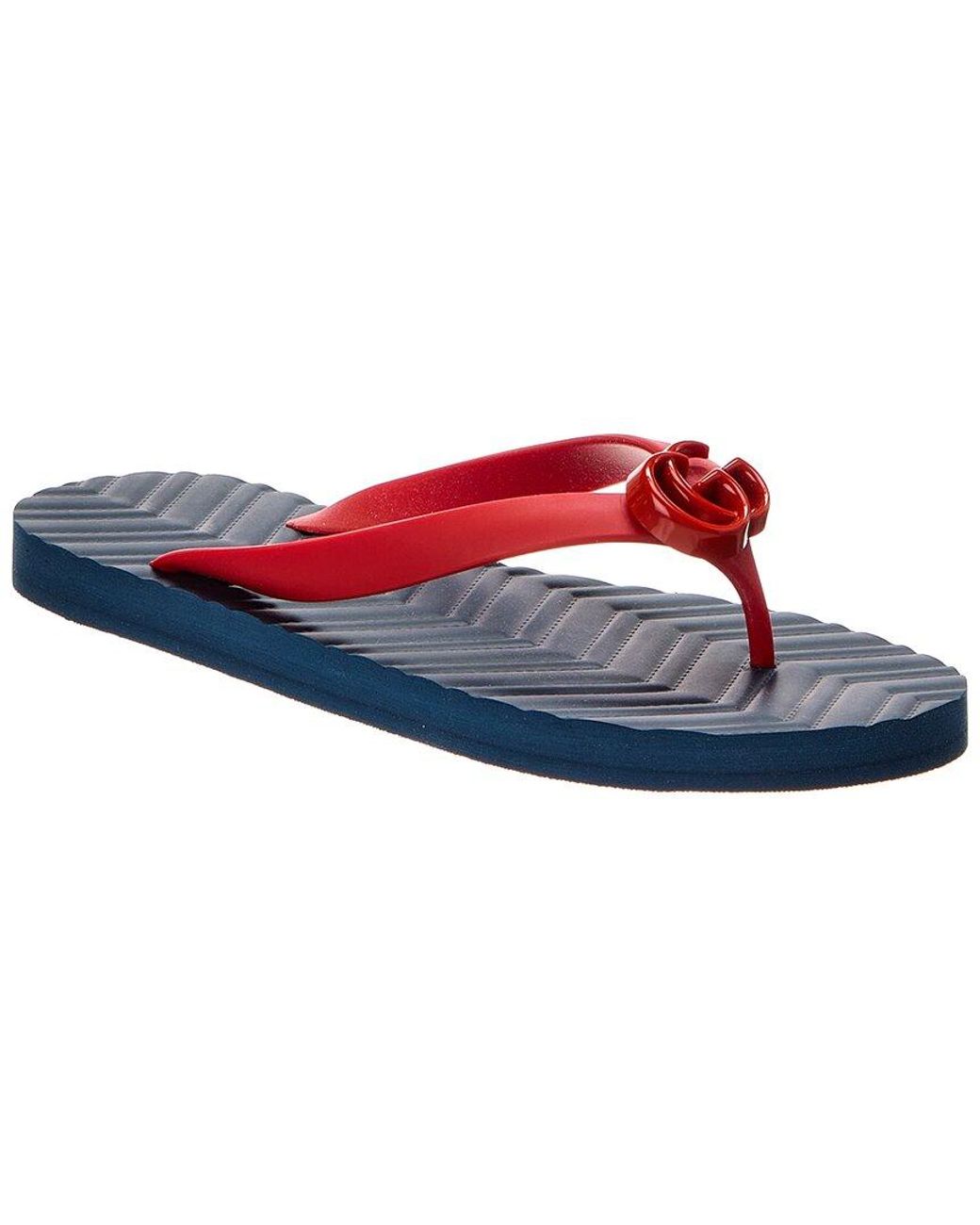 red rubber flip flops