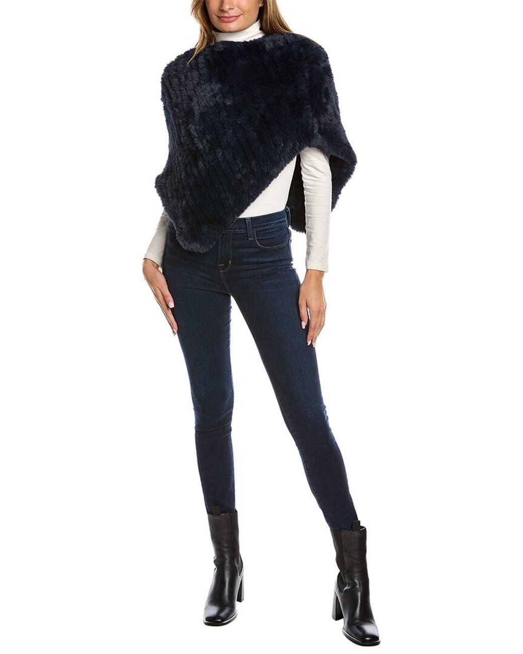 Surell Blue Knit Poncho
