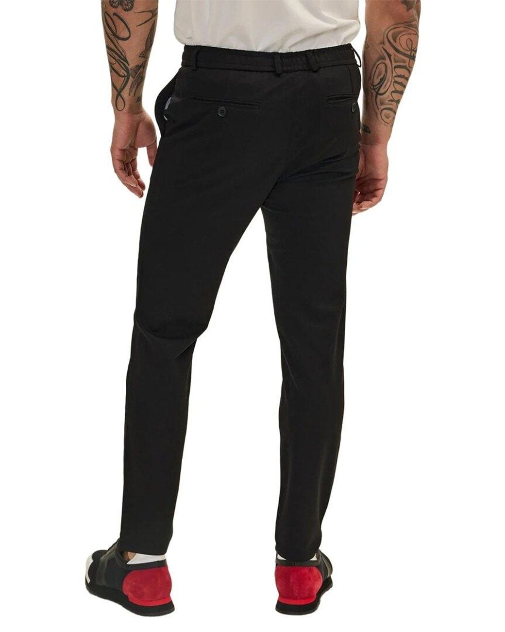 Ron Tomson Black Fitted Casual Everyday Pant for men