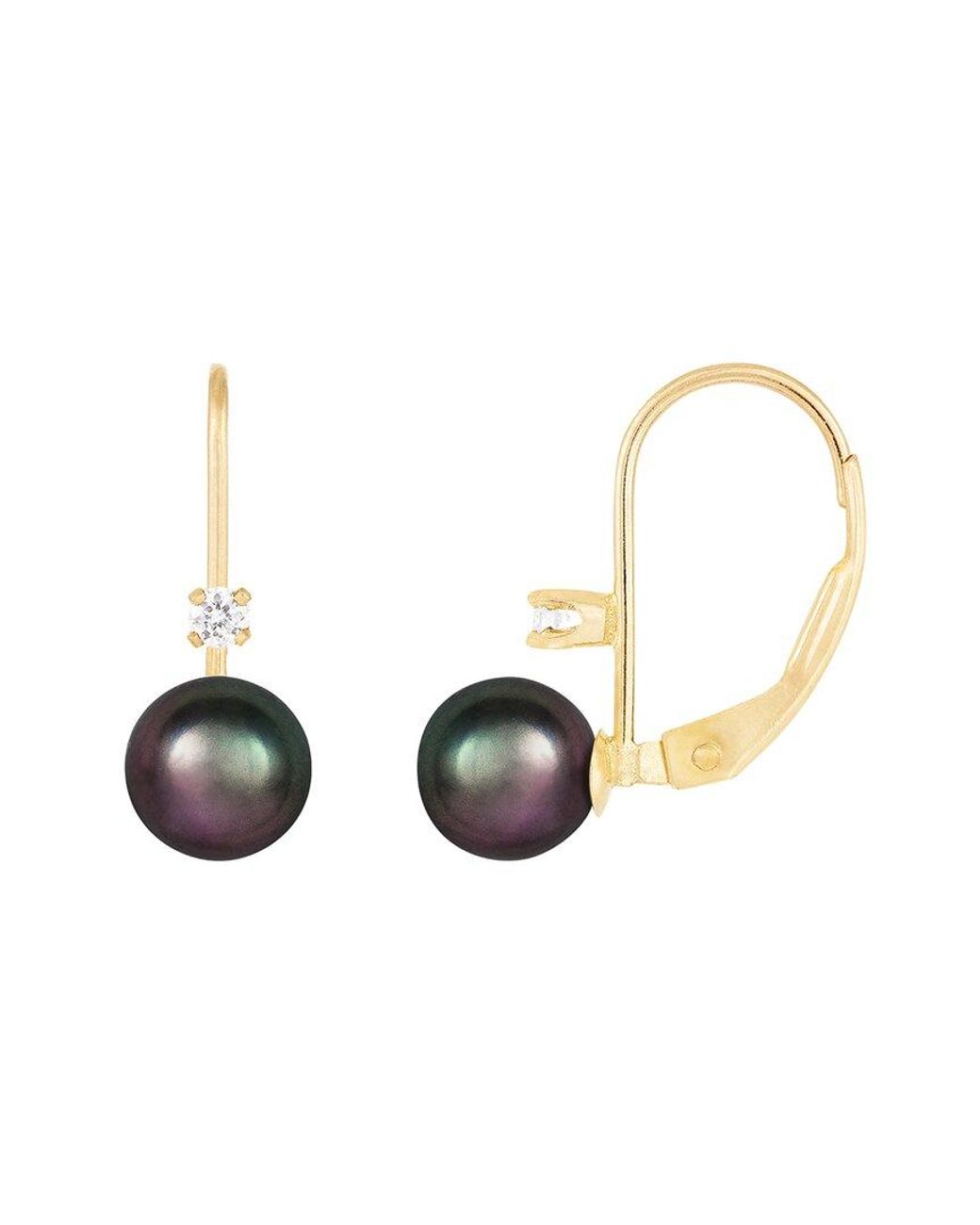 Splendid Multicolor 14k 0.06 Ct. Tw. Diamond 6-7mm Pearl Earrings