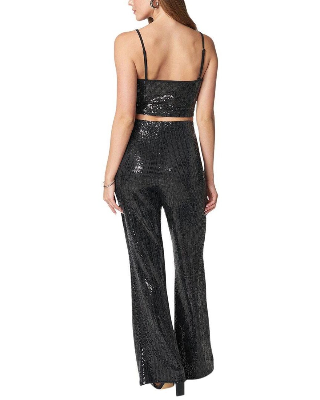 Bebe Black 2Pc Disco Dot Top & Pant Set