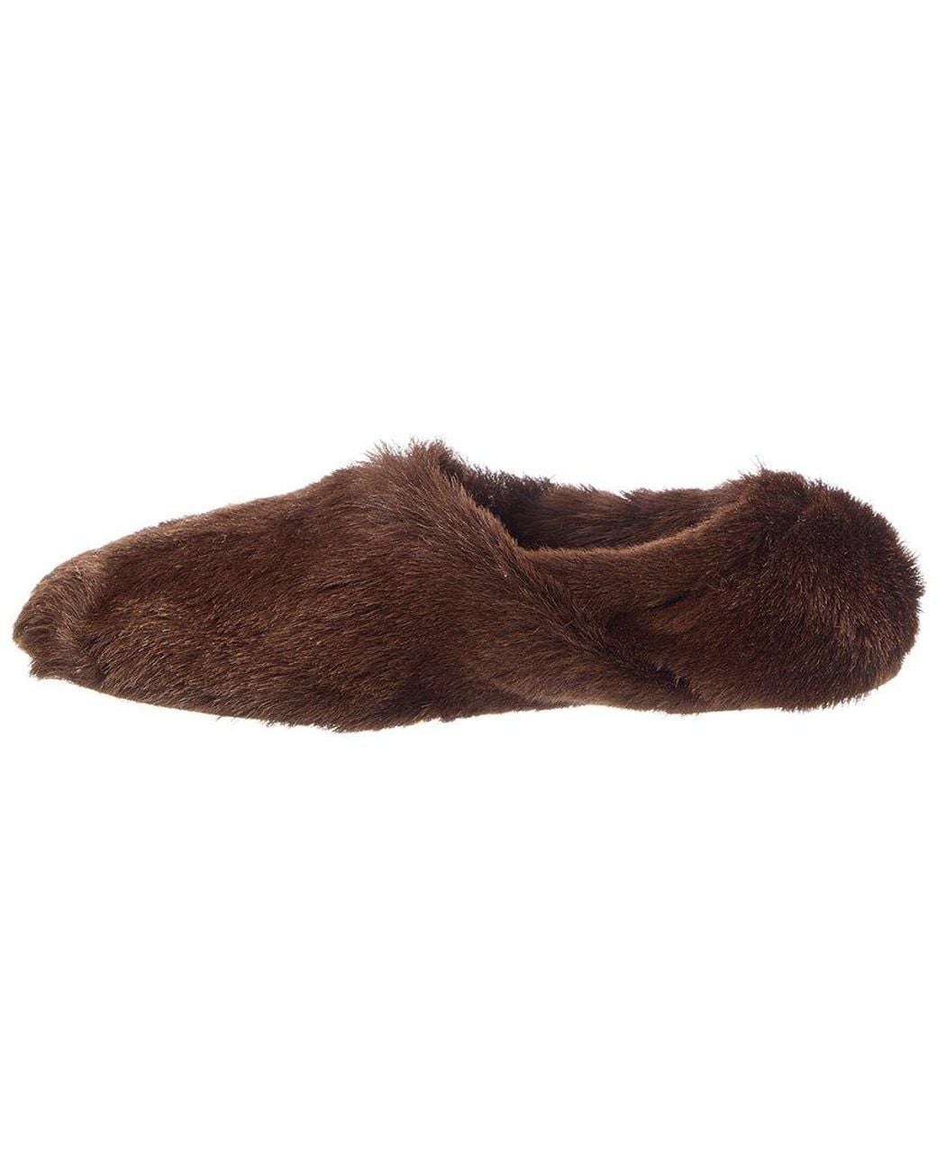 Proenza Schouler Brown Ruched Tee Shearling Slipper