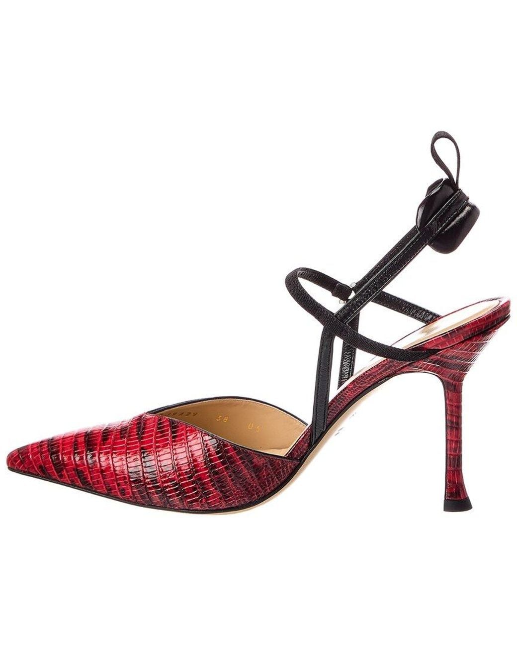 Fendi Pink Very Colibri Lizard-Embossed Leather Slingback Pump