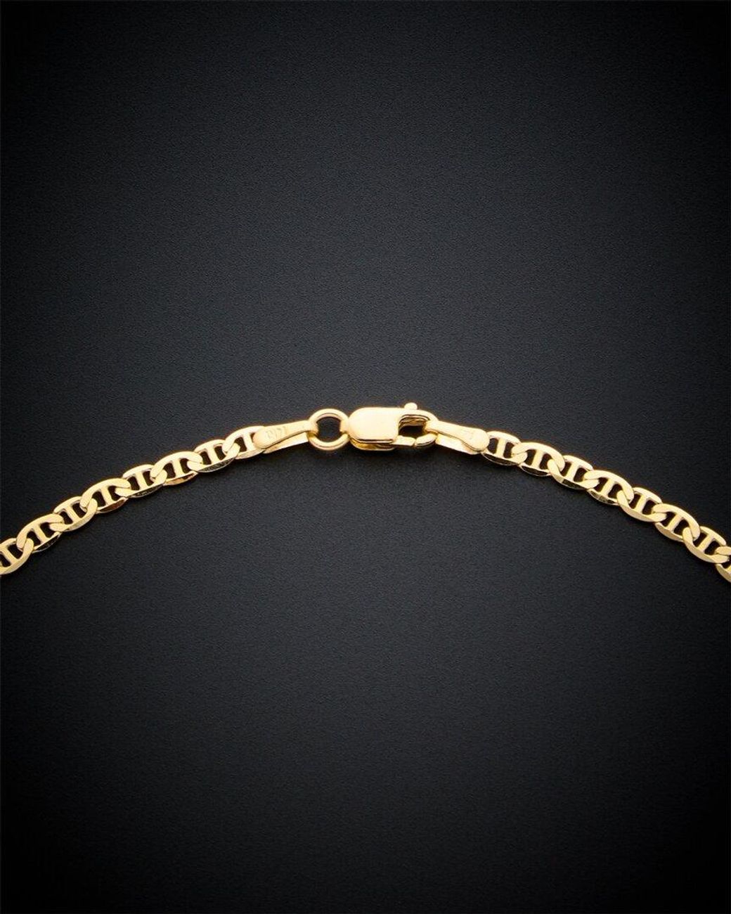 Italian Gold Black 14k Mariner Link Necklace