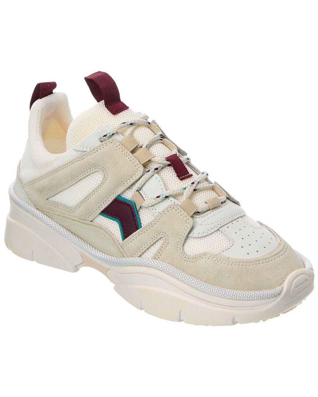 Isabel Marant White Kindsay Leather & Suede-Trim Sneaker