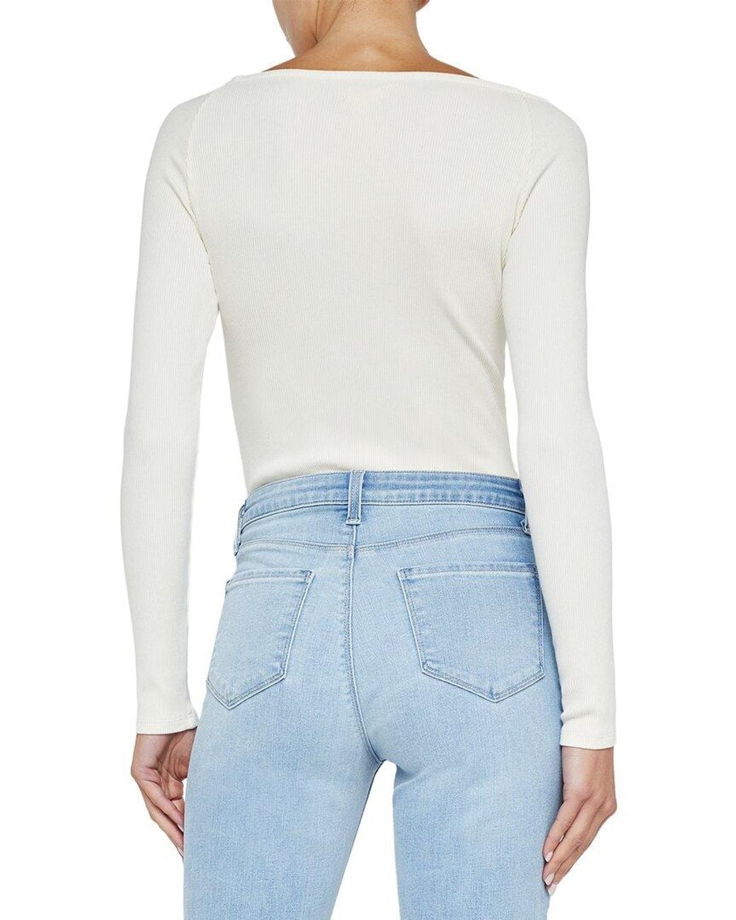 L'Agence Blue Winona Wd V-Neck Bodysuit