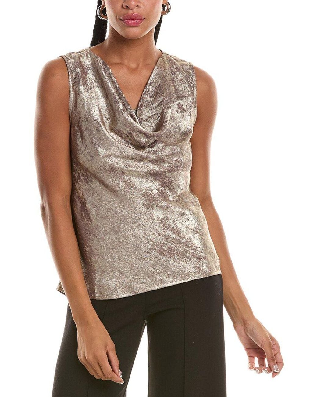 Bella Dahl Brown Scoop Cowl Neck Tank