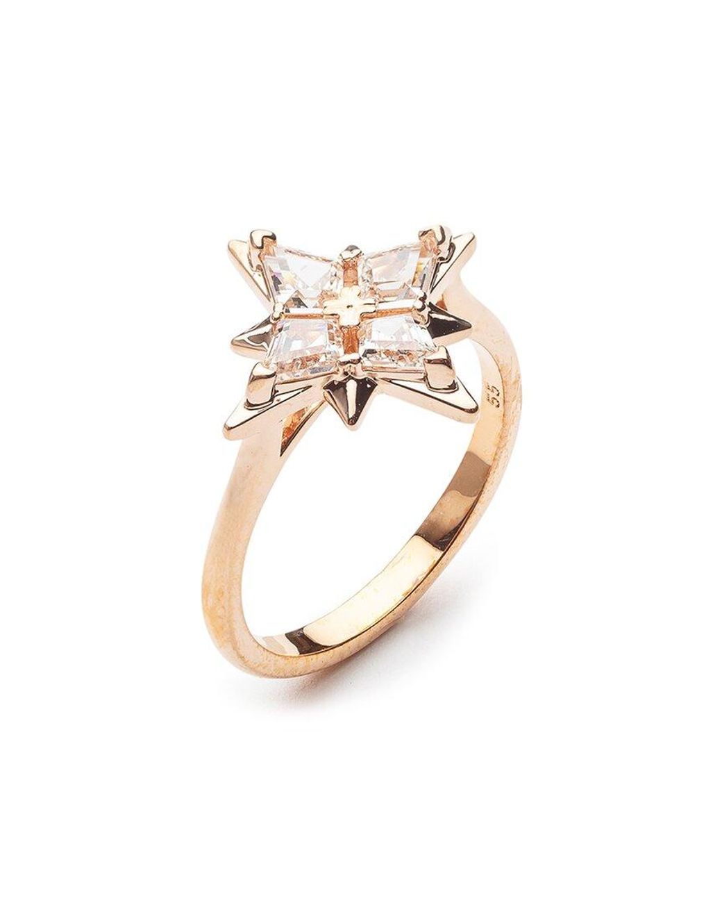 consultant Bukken spek Swarovski Crystal Symbolic Star Motif Rose Gold Plated Ring in White | Lyst