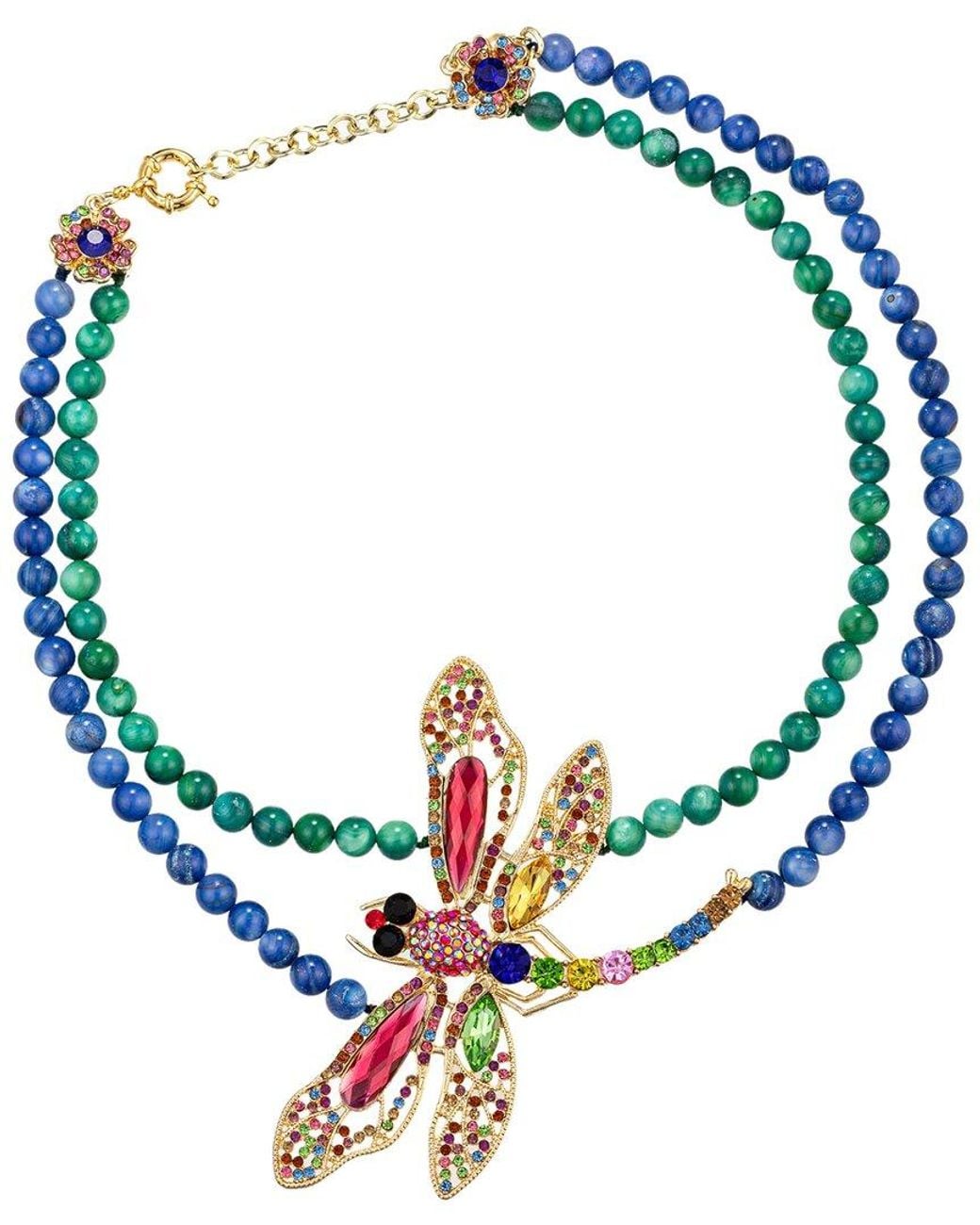 Eye Candy LA Blue Agate Dragonfly Necklace