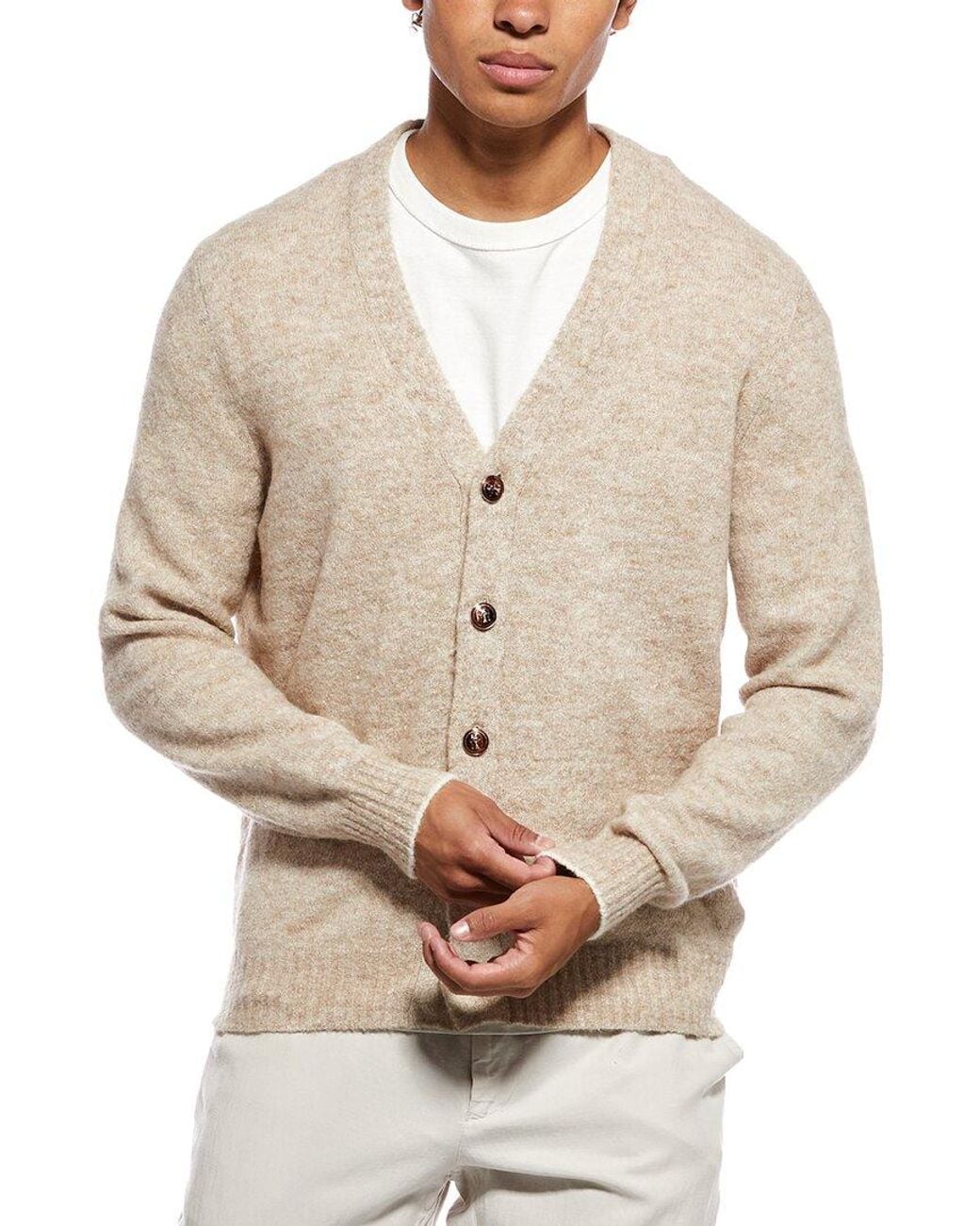 Brunello Cucinelli Natural Alpaca & Wool-Blend Cardigan for men