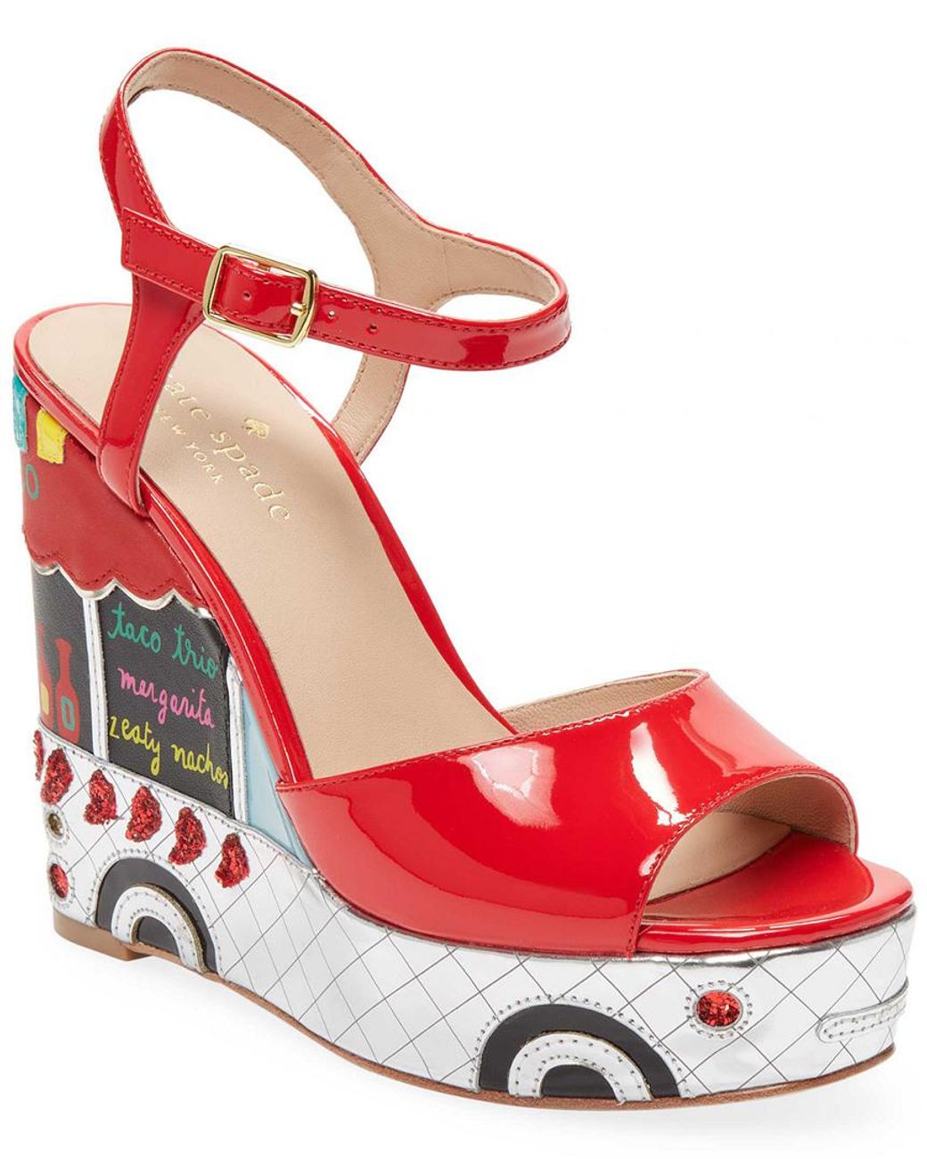 Kate Spade Taco Truck Dora Patent Wedge Sandal in Red Lyst