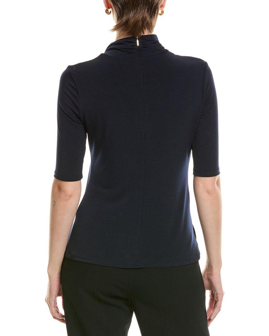 Halston Heritage Black Drape Front Jersey Top