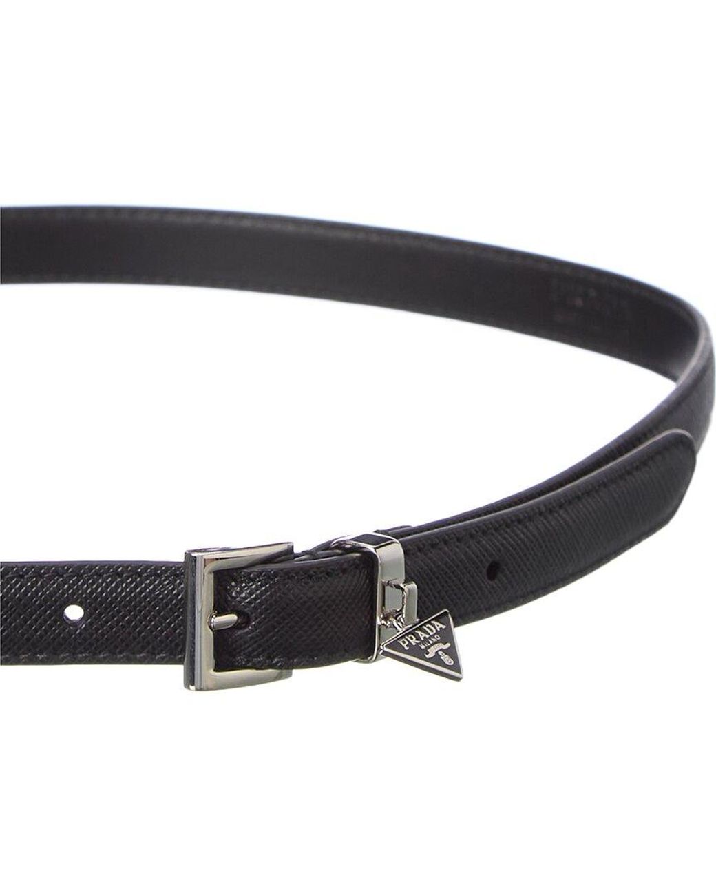 Prada Black leather belt with logo