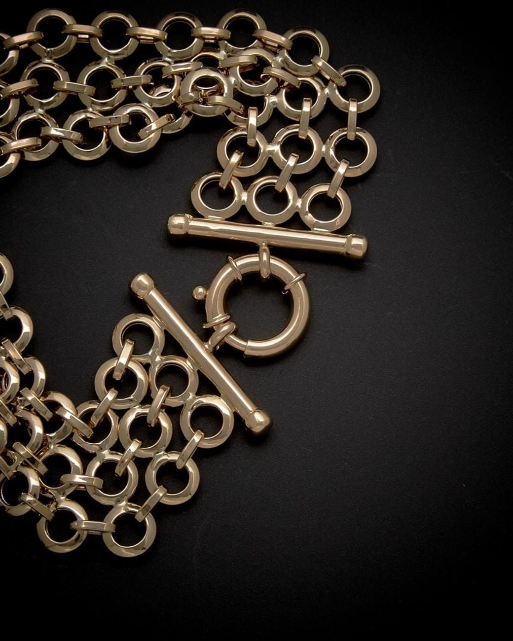 Italian Gold Black 14k Multi-strand Circular Link Bracelet
